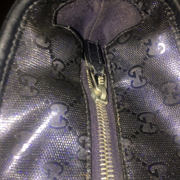 Gucci Navy Monogram GG Zip Blue Canvas Tote 💕 - Picture 5 of 8
